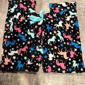 Unicorn Print Kids Pajamas - Black with Multicolor Accents